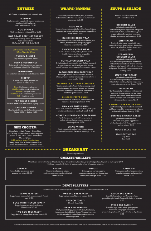 Menu | Lincoln Depot