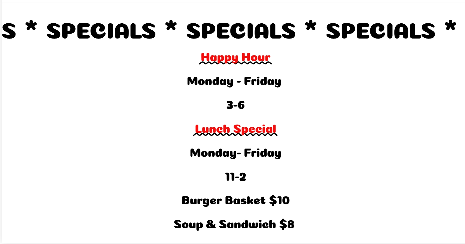 Lincoln Depot menu special 2